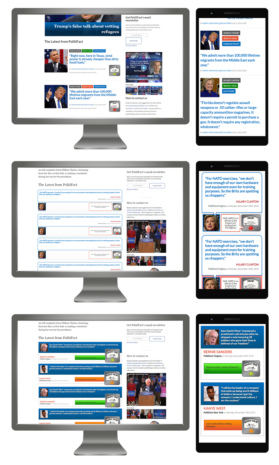 PolitiFact Truth-O-Meter quote redesign mockups