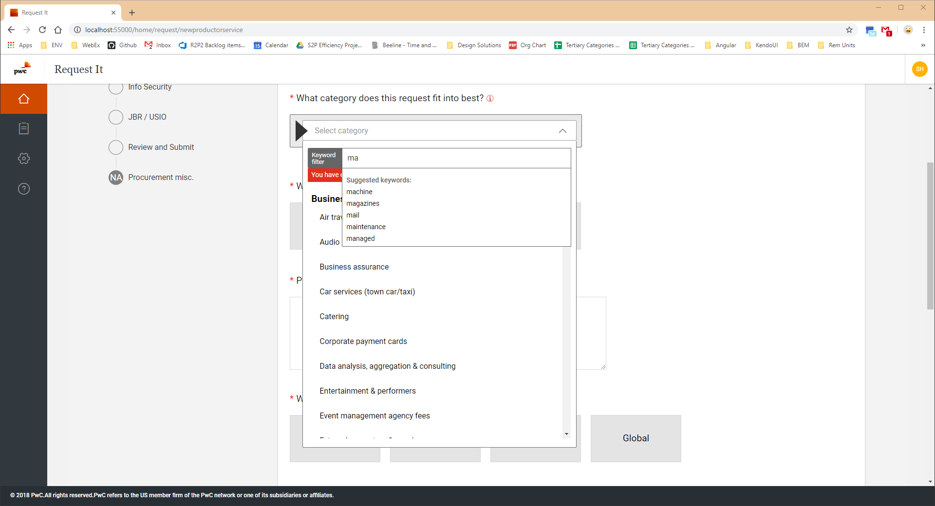 PricewaterhouseCoopers Request to Pay detail view screenshot