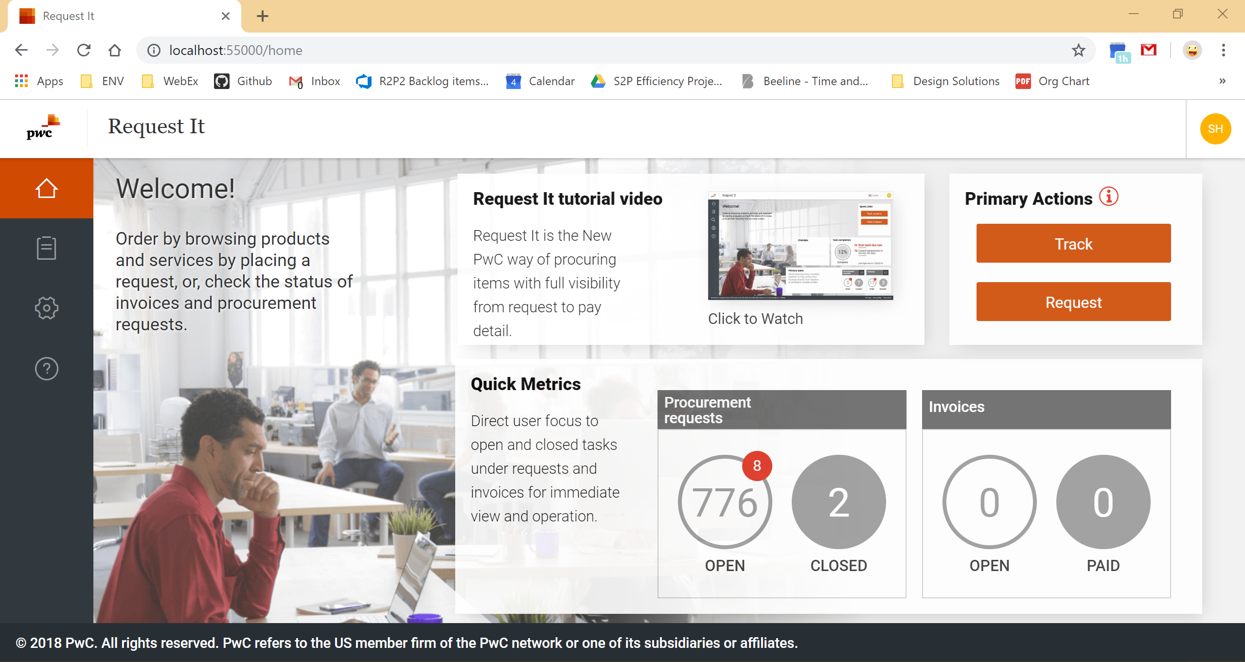 PricewaterhouseCoopers Request to Pay homepage screenshot